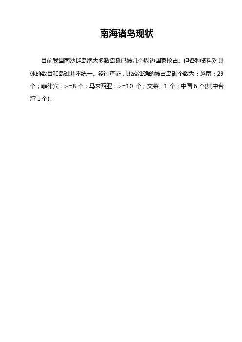 南海诸岛现状
