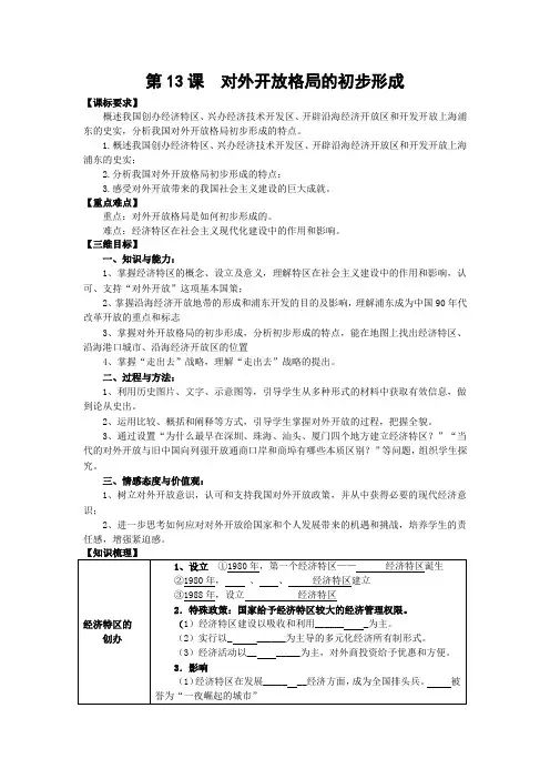第13课  对外开放格局的初步形成