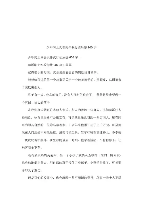 少年向上真善美伴我行读后感600字