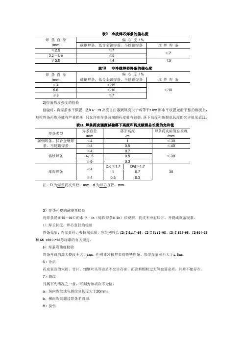 焊条检测标准