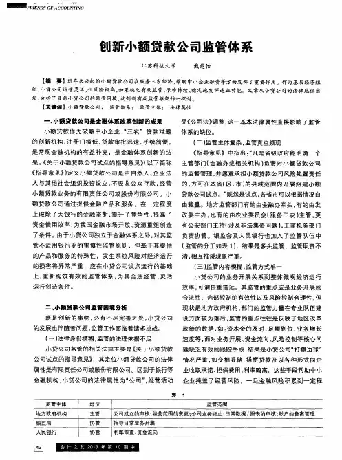 创新小额贷款公司监管体系
