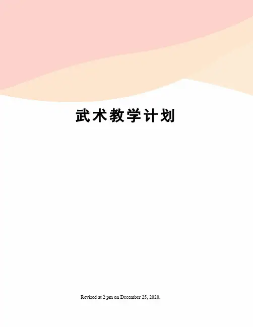 武术教学计划 2