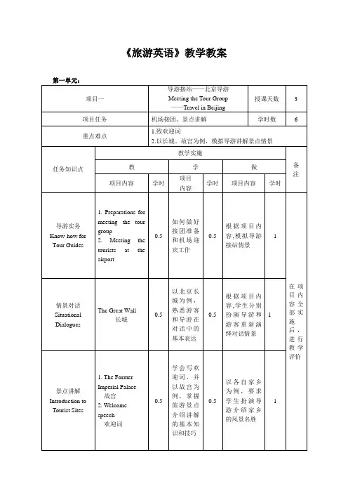 《旅游英语》教学教案 2