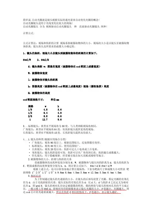 CCTV镜头的选择