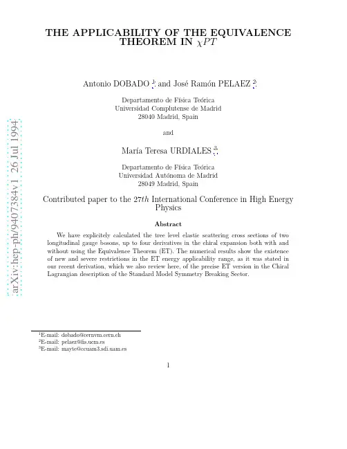 The Applicability of the Equivalence Theorem in $chi PT$