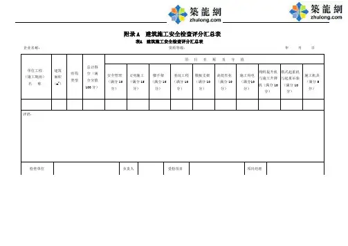 建筑施工安全分项检查评分表(JGJ59—2011)
