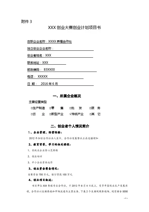 创业大赛创业计划项目书