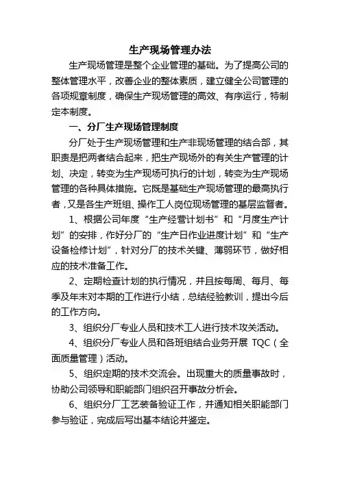 生产现场管理办法