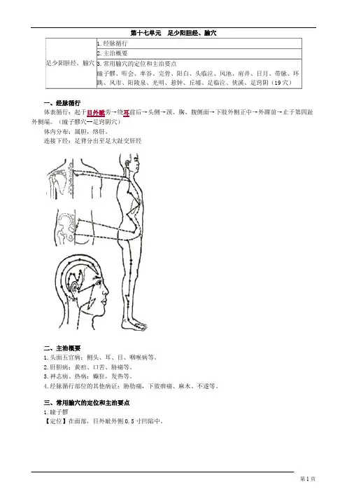 针灸学-足少阳胆经、腧穴