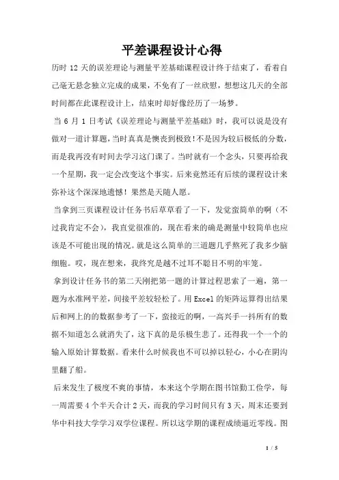 平差课程设计心得