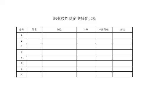 职业技能鉴定申报登记表