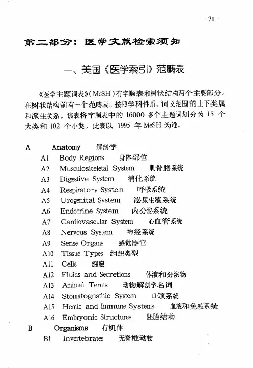 范畴表及副主题词表