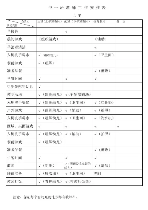 教师工作安排表