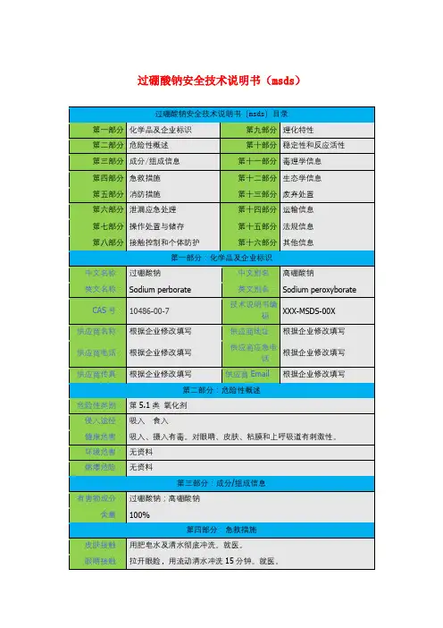 过硼酸钠安全技术说明书(msds)