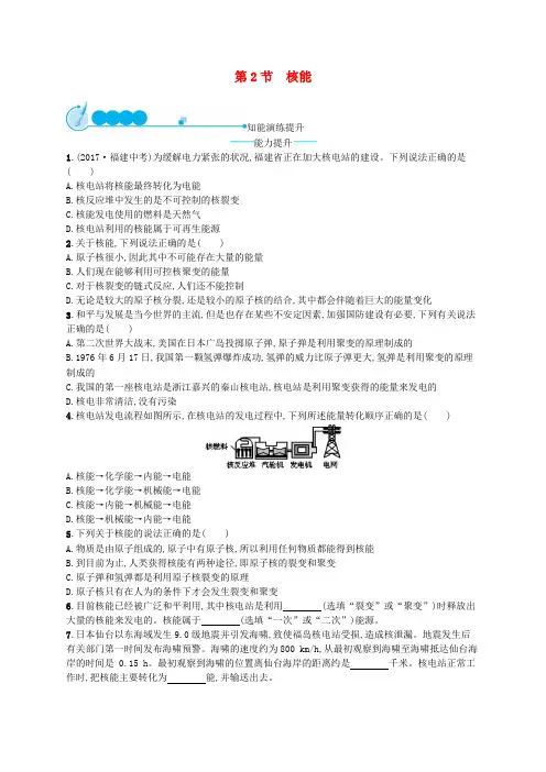 九年级物理全册.核能课后习题新版新人教版(精品)