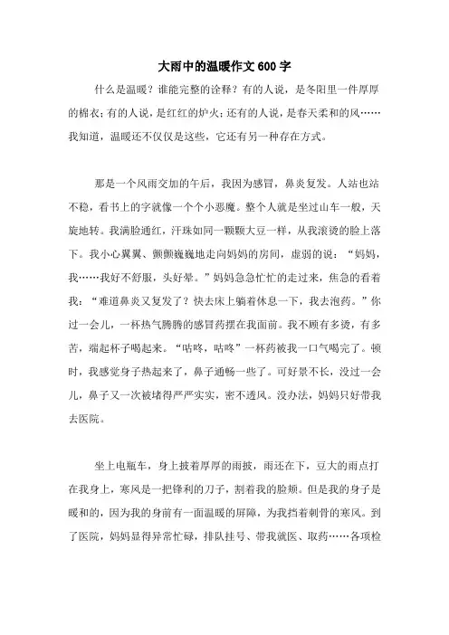 大雨中的温暖作文600字