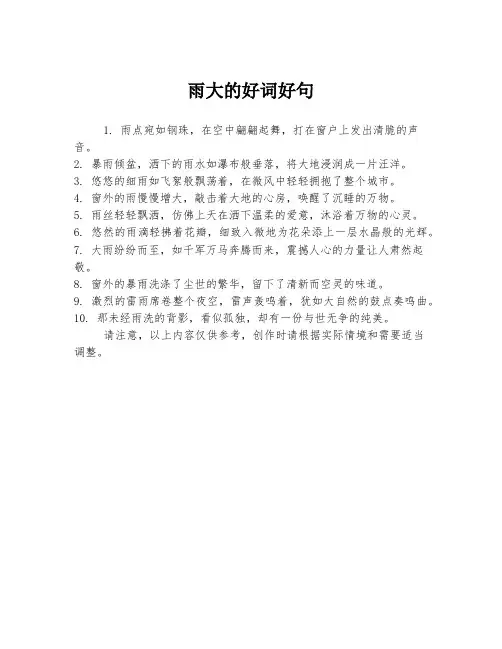 雨大的好词好句