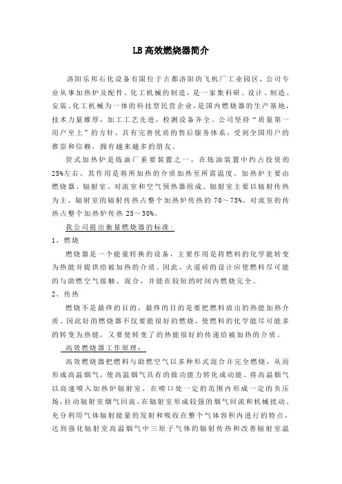LB高效燃烧器技术资料