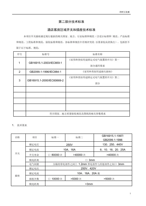 开关面板技术标准
