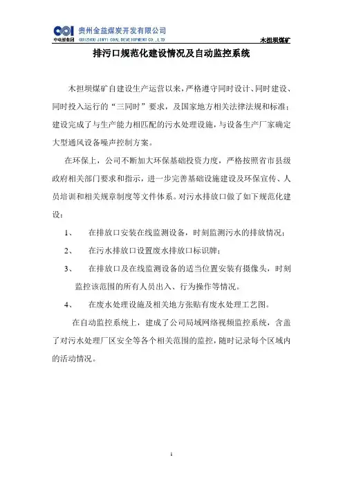 排污口规范化建设情况及自动监控系统