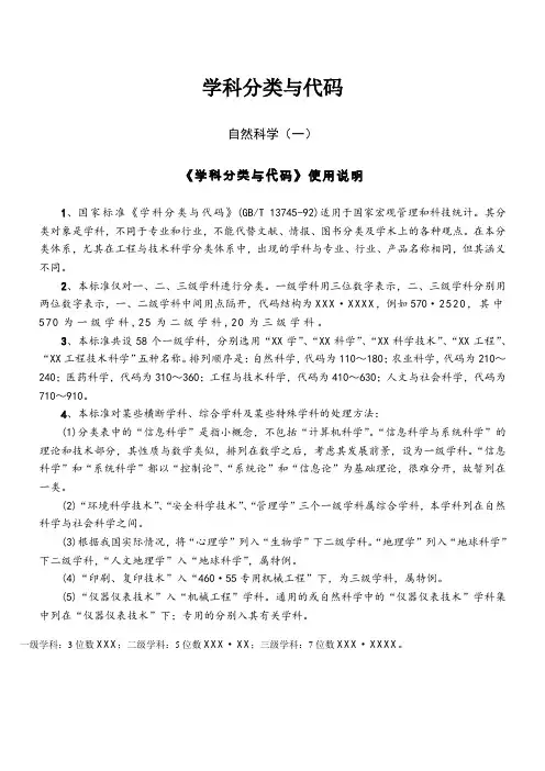 学科分类号查询