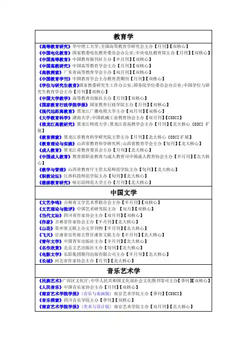 《核心期刊目录》