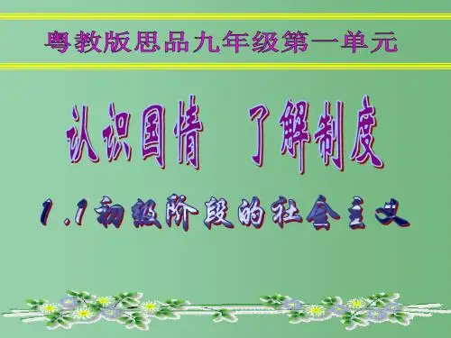 九年级政治全册《1.1 初级阶段的社会主义》课件 (新版)粤教版
