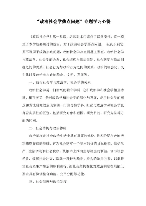 政治社会学,热点问题