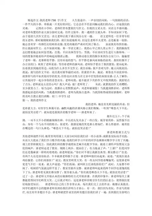 我的老师(700字)作文