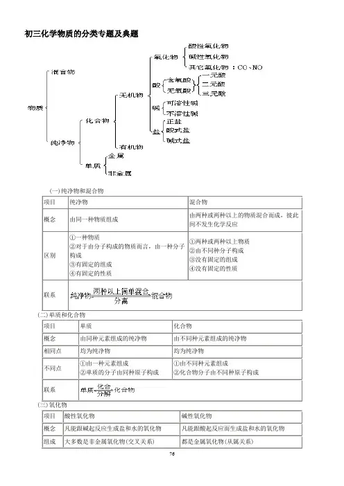 初三化学总复习专题物质的分类