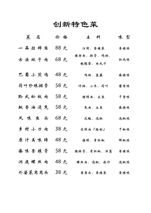 创新特色菜