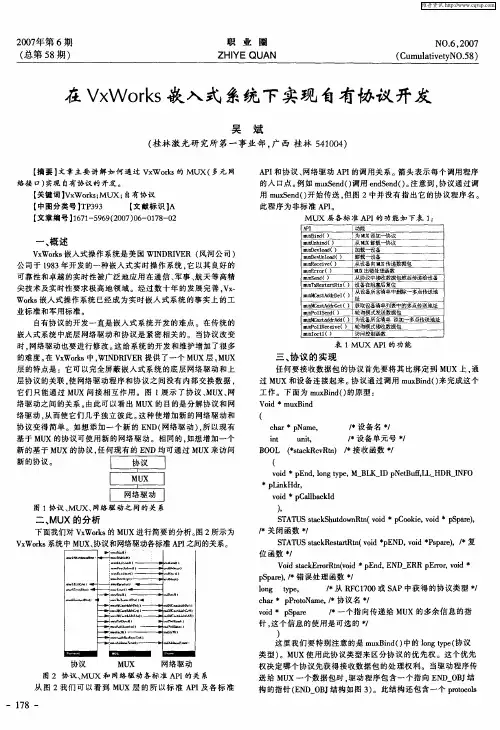 在VxWorks嵌入式系统下实现自有协议开发