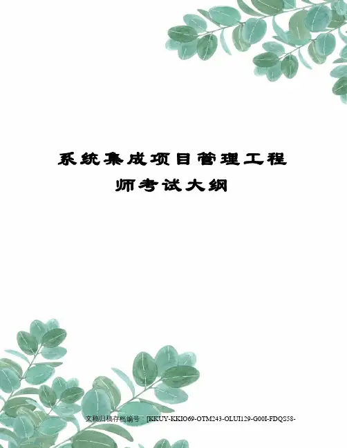 系统集成项目管理工程师考试大纲