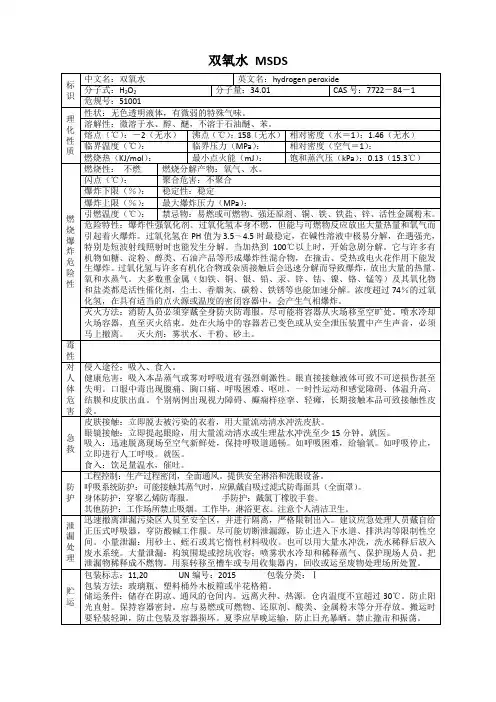 双氧水 MSDS