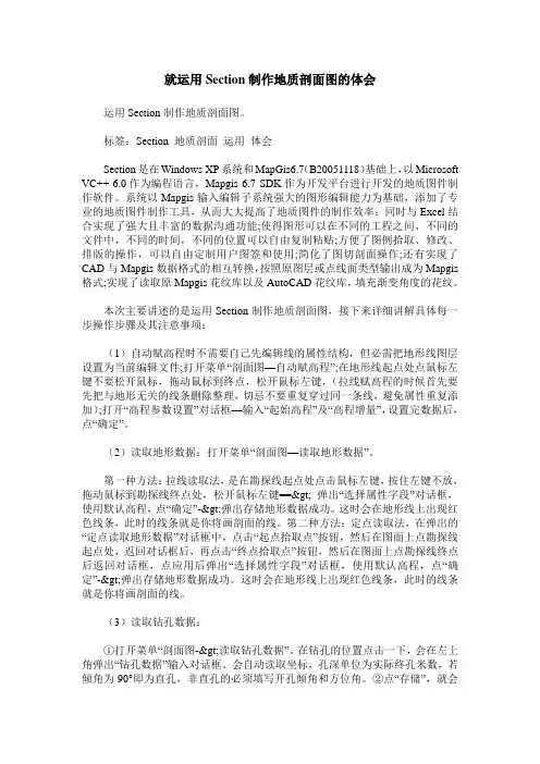 就运用Section制作地质剖面图的体会