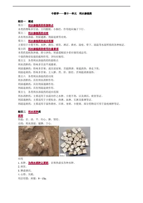 中药学—利水渗湿药考点总结