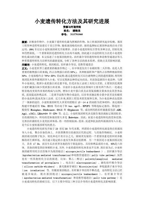 小麦遗传转化方法及其研究进展