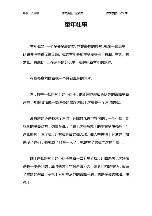 童年往事作文【小学六年级500字】