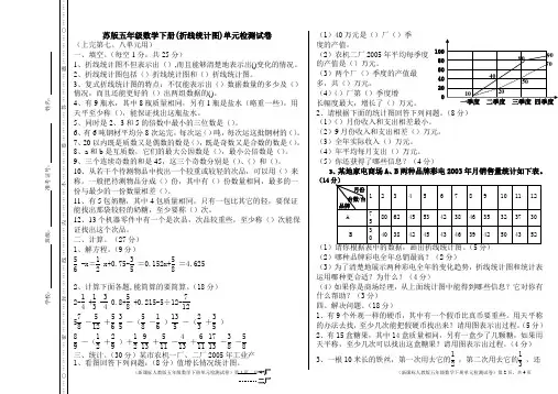 苏版五年级数学下册(折线统计图)单元检测试卷