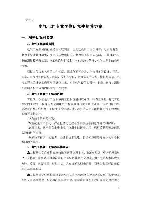 电气工程硕士研究生培养方案