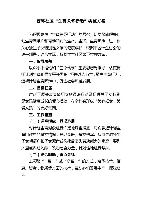 生育关怀行动实施方案 2
