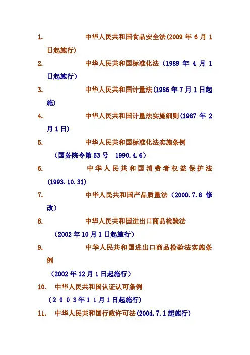 食品生产相关法律法规