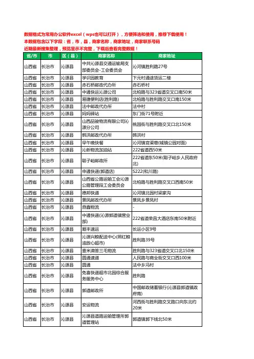 2020新版山西省长治市沁源县运输工商企业公司商家名录名单黄页联系电话号码地址大全68家