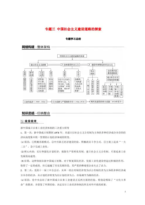 【重点推荐】2019高中历史 专题三 中国社会主义建设道路的探索专题学习总结学案 人民版必修2