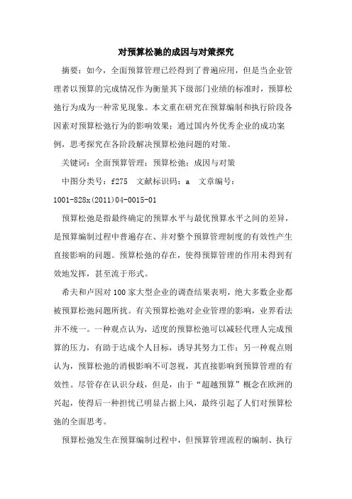 对预算松驰的成因与对策探究