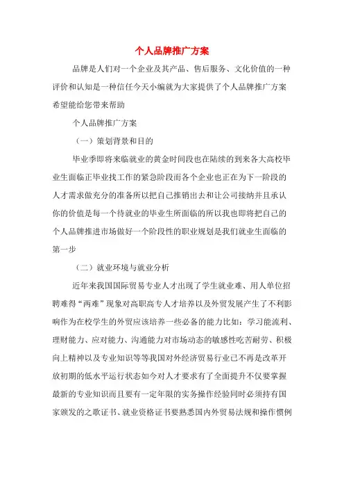个人品牌推广方案