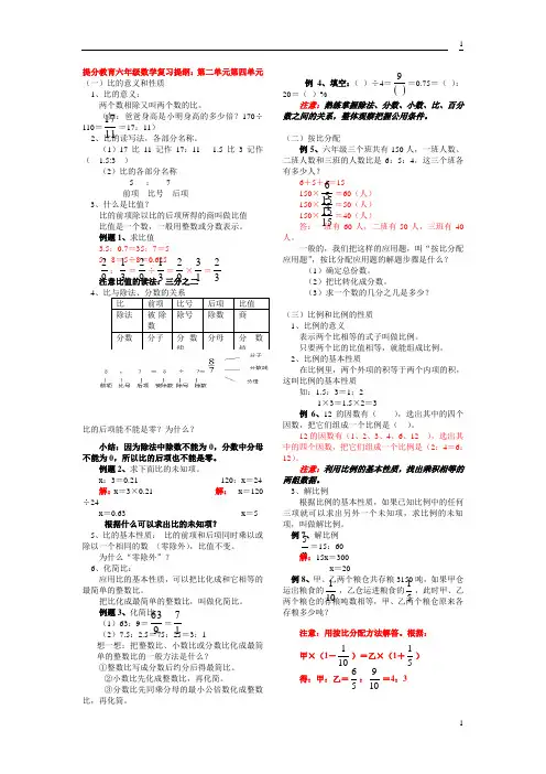六年级数学：比和比例总复习