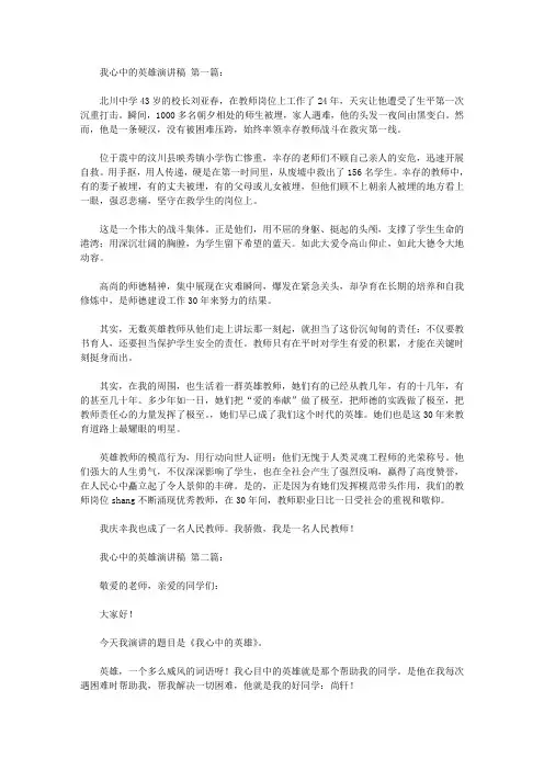 我心中的英雄演讲稿(5篇)