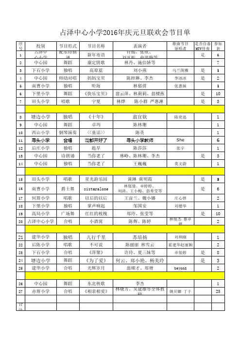 占泽中心庆元旦联欢会节目单