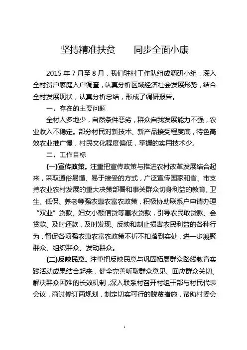 精准扶贫调研报告